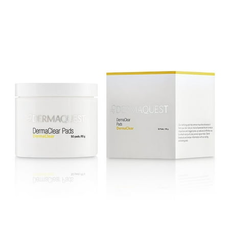DermaQuest DermaClear Cleansing and Purifying Pads with 2% Salicylic Acid, Glycolic Acid and Tea Tree Oil for Acne Skin & Ingrown Hairs - 50