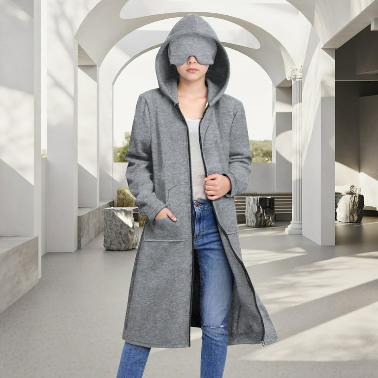 Taqqpue Girl Long Hoodies with Eye Mask Built in,Casual Solid