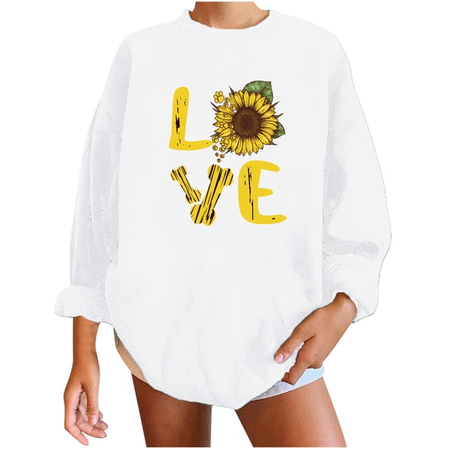RKSTN Chandail en Molleton de la Saint-Valentin pour Femmes Surdimensionné Mode Décontractée Manches Longues Col Rond Chandail en Molleton Grande Taille Imprimé Cœur d'Amour Couleur Unie