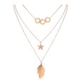 thumbnail image 1 of COLLAR TRIPLE CON PLUMA, ESTRELLA, AROS 14K rosa 50 cm, 1 of 5