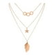 thumbnail image 1 of COLLAR TRIPLE CON PLUMA, ESTRELLA, AROS 14K rosa 50 cm, 1 of 5