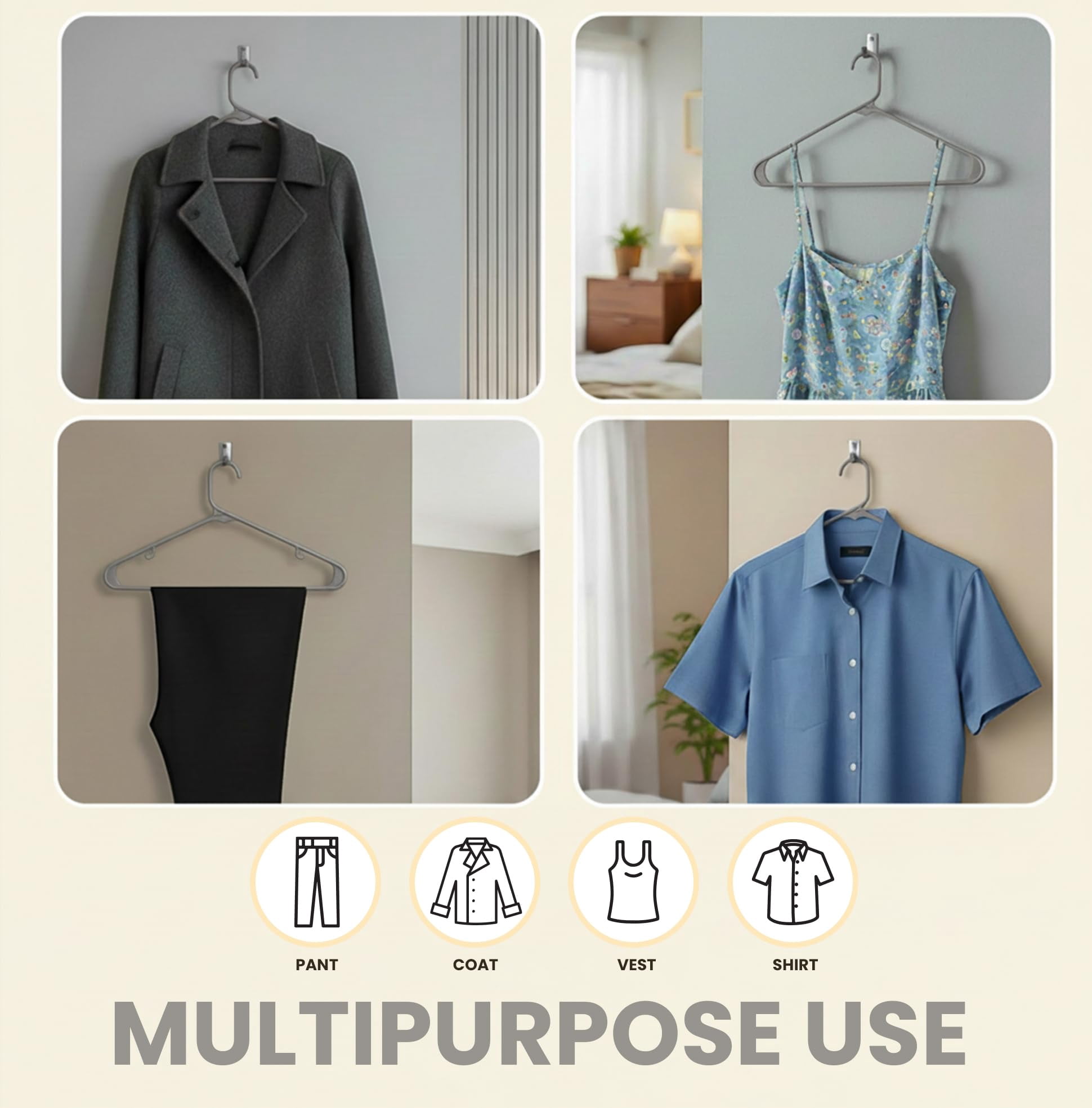 Plastic Hangers 20 Pack - Space Saving Clothes Hanger - Durable & Strong Closet Organizers and Storage with Built-in Strap Hooks - Essential for Shirts, Pants, Skirts & Coats