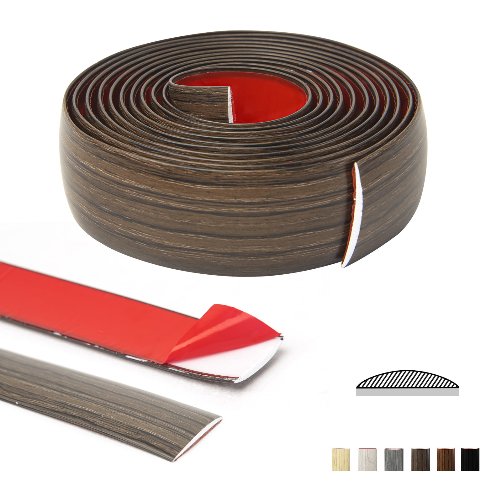 Art3d 10 FT Self Adhesive Vinyl Floor Transition Strip for Joining Floor Gaps,Carpet Threshold Transition，Brown