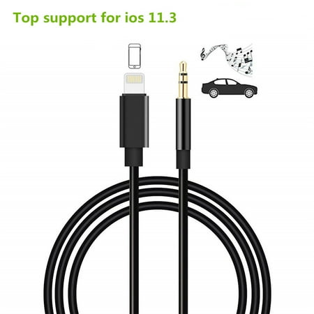 - Lightning to 3.5mm Male Jack Car AUX Audio Music Adapter Cable for iPhone 7 8 X, Black