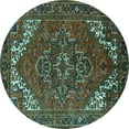 thumbnail image 1 of Ahgly Company Indoor Round Persian Turquoise Blue Traditional Area Rugs, 4' Round, 1 of 4