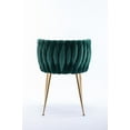 thumbnail image 6 of Velvet Dining Chairs Set of 2, Modern Hand Weaving Accent Chairs Living Room Chairs, Upholstered Side Chair with Golden Metal Legs for Dining Room Kitchen Vanity Living Room (Green), 6 of 7