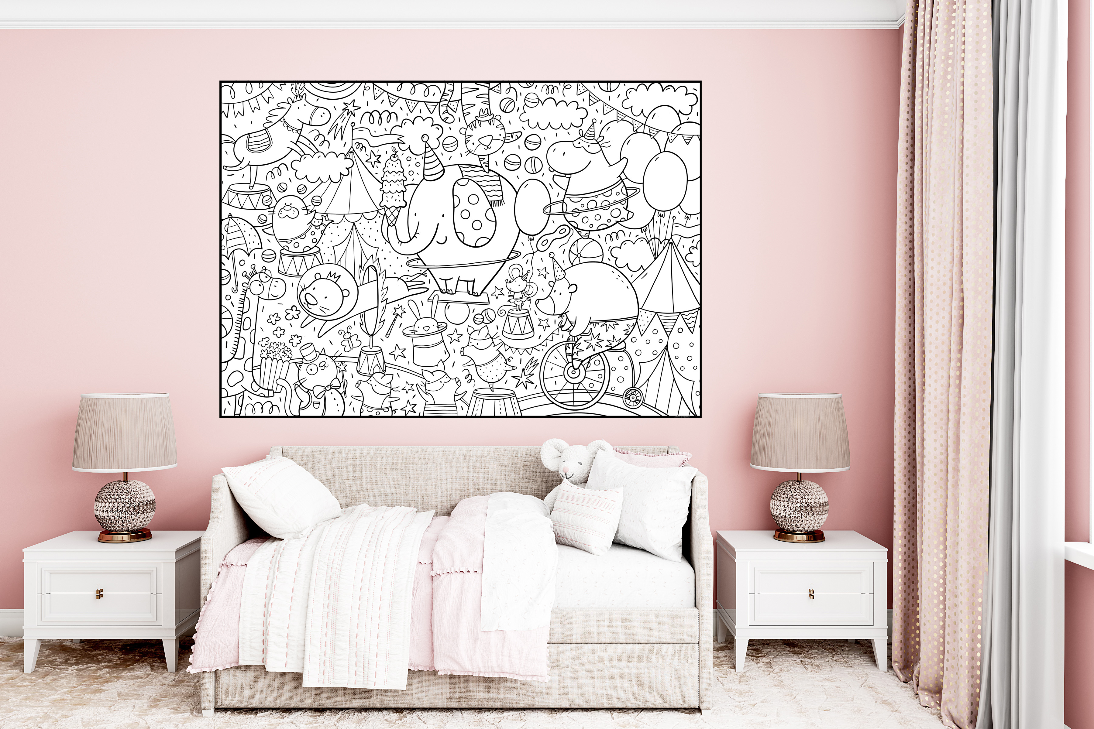 Giant Coloring Poster - Premium Jumbo Coloring Sheets for Kids & Adults with Thick Bleed-Resistant Pages, Use on Floor, Wall, or Table, Use With Alcohol Based Markers (30” x 42”, Circus)