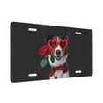 thumbnail image 2 of KAKALAD Valentines Dog With A Red Rose In Mouth 02 Aluminum Car Vehicles License Plate 6" x 12" (4 Holes), 2 of 9