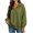 Army Green, variant on Women's Quarter Zip Collared Sweatshirt, Long Rib Cuff Sleeve Drop Shoulder Relaxed Fit Pullover Top