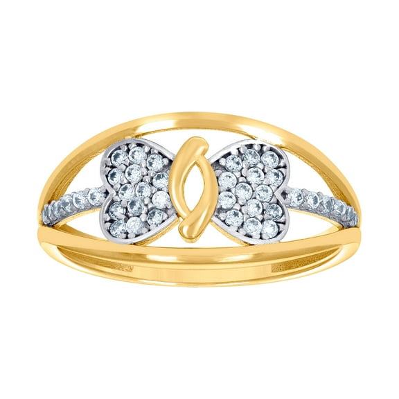 10k Two-tone Gold Womens Cubic Zirconia Infinity Heart Love Ring 9.6x1.9mm Wide Statement Ring for Women