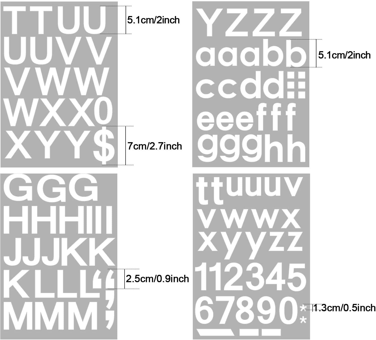 QTH 176 Pieces 7 Sheets Self-Adhesive Vinyl Letters Numbers Kit, Mailbox Numbers Sticker for Mailbox, Signs, Window, Door, Cars, Trucks, Home, Business, Address Number, 2 Inches High, White