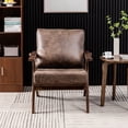 thumbnail image 3 of UNICOO® Mid Century Chair, Retro Upholstered Accent Armchair, with Wood Frame and Removable Cushions, Large Leisure Slipper Chair for Living Room/Bedroom (U2279-Brown), 3 of 7