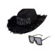 thumbnail image 3 of Sombrero de vaquero del oeste, accesorio para disfraz de cosplay, fiesta de disfraces y espectáculo. Negro, 3 of 8