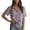 Purple, variant on Women's Lace Trim Short Sleeve Shirt, Casual Button-Down with Ruffle, S-XXXL