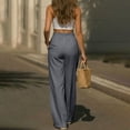 thumbnail image 4 of cocolona Womens Casual Dress Pants Elastic Waist Straight Wide Leg Business Work Pants with Pockets, 4 of 5