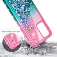 thumbnail image 3 of Nagebee Case for Samsung Galaxy A52 5G with Tempered Glass Screen Protector (Full Coverage), Sparkle Glitter Flowing Liquid Floating Bling Diamond Women Girls Cute Case (Pink/Aqua), 3 of 6