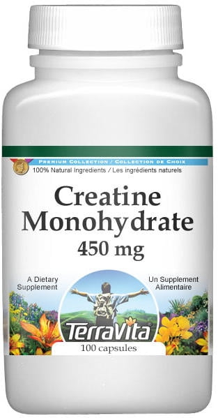 TerraVita Creatine Monohydrate - 450 mg, (100 Capsules, 1-Pack, Zin: 510887)