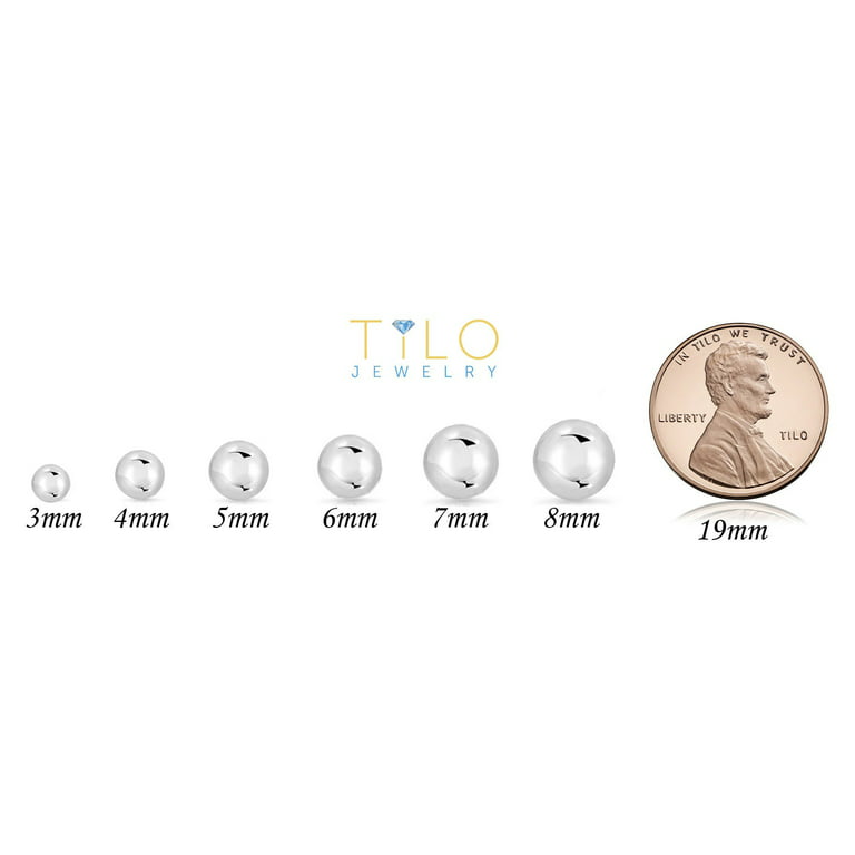Tilo Jewelry 14k White Gold Polished Ball Stud Earrings with Secure  Screw-backs | 6mm | Classic Everyday Earrings | Women, Girls, Men, Unisex