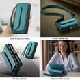 thumbnail image 3 of Compatible with Samsung Galaxy A16 5G/4G Wallet Case, 10 Card Slots & 1 Zipper Coin Pocket & 1 Cash Slot & 1 Cash Pocket & Lanyard & Crossbody Strap & Kickstand & RFID Blocking Phone Case, Green, 3 of 10