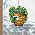 thumbnail image 2 of Cat Monstera Suncatcher Acrylic Ornament, Monstera Plant Window Hanging, Monstera Leaves Decor, Cat Lover, Plant Lover, Plant Lady Plant Mom, 2 of 4