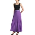 thumbnail image 2 of INSPIRE CHIC Women's Pleated Skirt Elastic High Waist Belted Flowy A-Line Maxi Skirt S Purple, 2 of 6