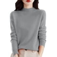 thumbnail image 2 of Sweaters for Women Long Sleeve Mock Neck Sweater Fall Lightweight Soft Knit Pullover Tops Gray L, 2 of 6