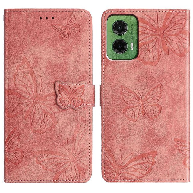 For Motorola Moto G35 5G Case Butterfly Design Flip Wallet Leather Phone Cover Skin-Touch - Green