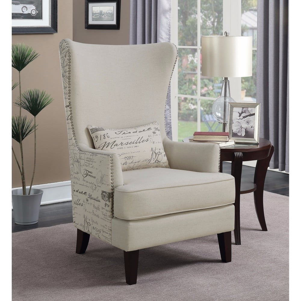 Coaster Accent Chair in Cream, french script writing