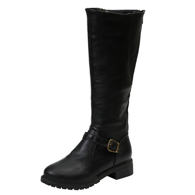 Bottes Mi-Mollet pour Femmes Mode Automne Semelle Épaisse Talons Carrés Bottines à Fermeture Éclair Bout Rond Chaussures pour Style