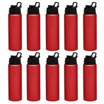Aluminum Water Bottles with Snap Lids 25 oz. Set of 10, Bulk Pack - Reusable, Great for Gym, Hiking, Cycling, For School - Red