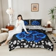 thumbnail image 5 of Feelyou Fashion Rose Flower Bedding Comforter Set, Valentines Day Floral Blue Twin Comforter Sets, Sequin Print Diamond Reversible Bedding Set, Ultra Soft Bedroom Decor, 2-Piece, 5 of 9