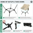 thumbnail image 4 of Lightweight Camping Chairs with Adjustable Height, Portable Camping Chairs for Adults with Carry Bag and Side Pockets, Folding Chairs for Outside for Camping, Beach, Fishing, Trip, Picnic (Khaki), 4 of 7