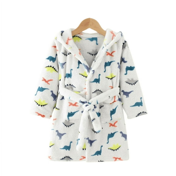 Godderr Toddler Kids Cartoon Cotton Bathrobe Robe for Girls Boys,Skin-Friendly Fleece Bathrobe Soft Hooded Bath Towel Cute Beach Towel Bathrobe