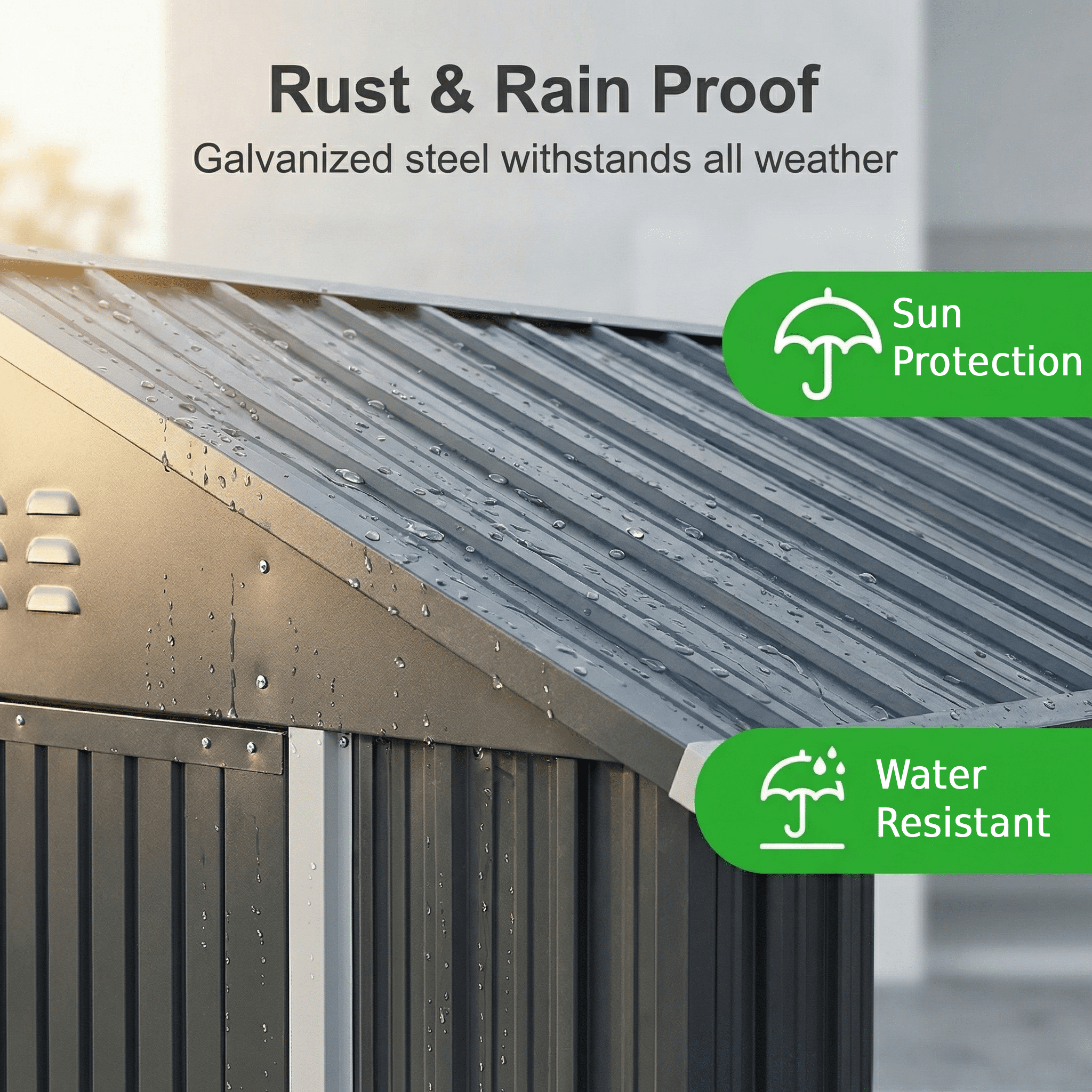 Lofka 8x6 FT Outdoor Storage Shed Lockable Waterproof Rust Resistant Garden Tool Shed Dark Grey