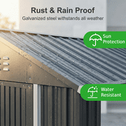 Lofka 8x6 FT Outdoor Storage Shed Lockable Waterproof Rust Resistant Garden Tool Shed Dark Grey