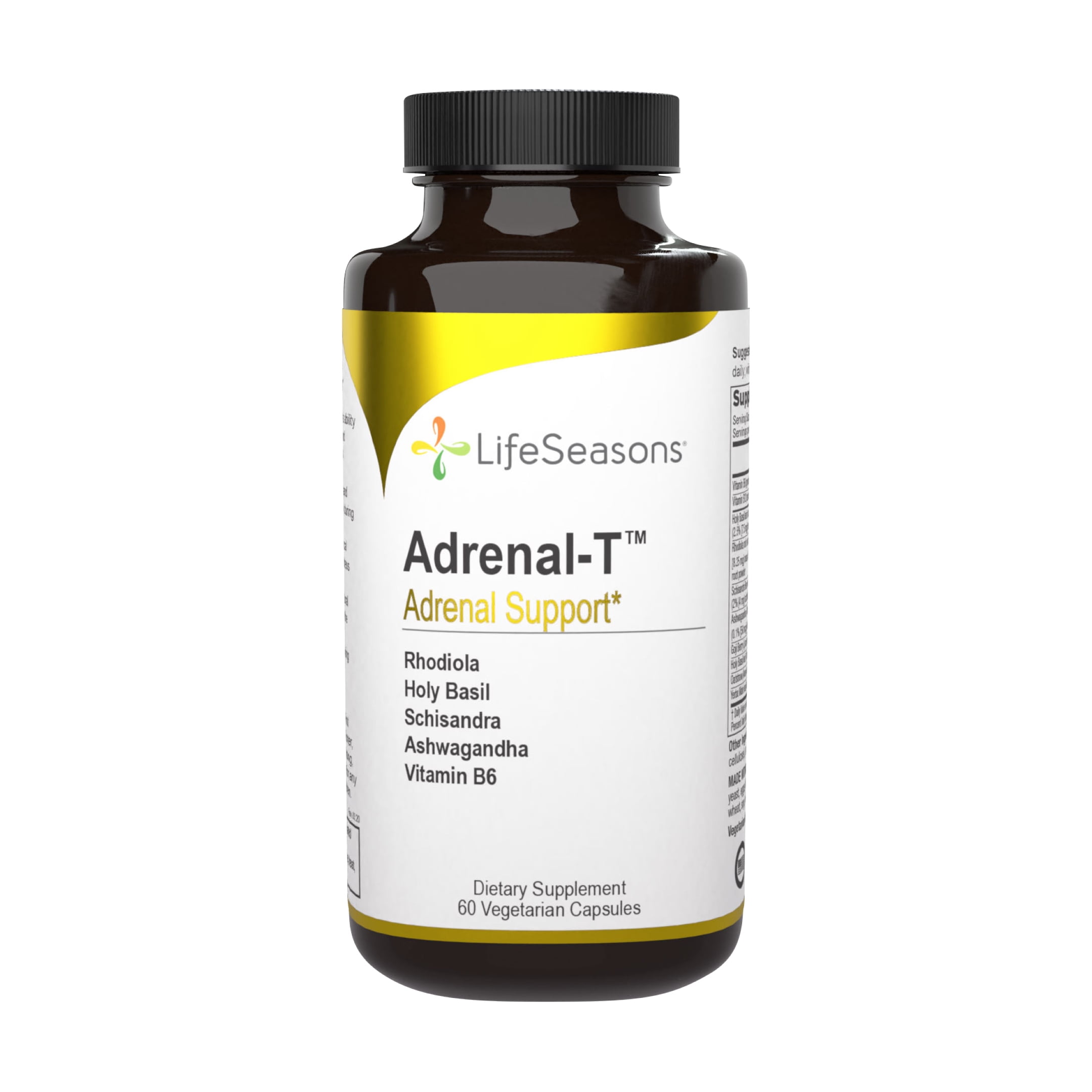 LifeSeasons - Adrenal-T - Adrenal Fatigue Support Supplement - Helps Lower Cortisol - Avoid Burnout - Aids Stress Management - Energizing - With Ashwagandha Adaptogens - 60 Capsules