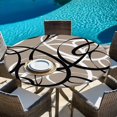 thumbnail image 6 of Brown Geometric Round Tablecloth, Fitted Table Cover with Elastic for 45"-54" Round Tables, Vintage Black White Striped Abstract Art Table Cloth Outdoor Indoor Dinning Party Waterproof Tablecloths, 6 of 7