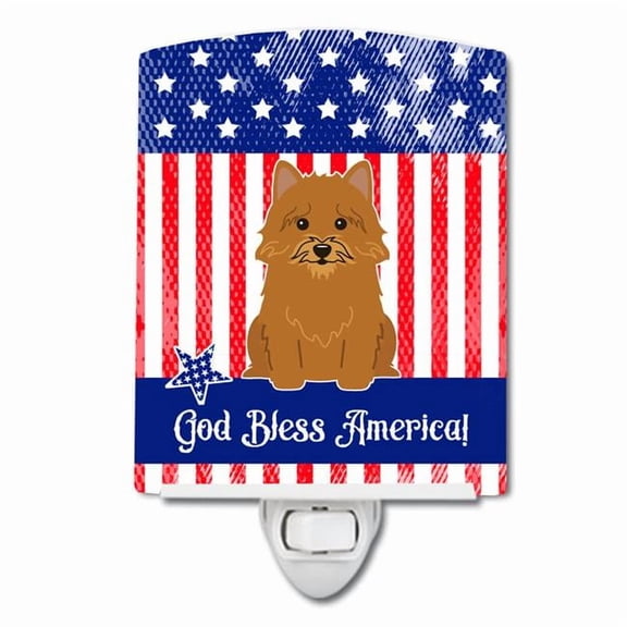 Patriotic USA Norwich Terrier Ceramic Night Light