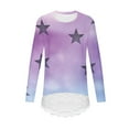thumbnail image 5 of AINIYS Girls Casual Tops Basic Loose Soft Swing Pullover Long Sleeve Crewneck Gradient Color T-Shirt Irregular Hem Lace printed Pullover Purple 8-9Years, 5 of 5