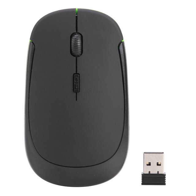 Ratón inalámbrico 2.4G Ratón óptico de 4 botones 1600DPI con receptor USB (negro) Hugtrwg Nuevos Originales