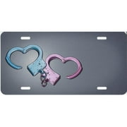 Offset His And Hers Handcuffs License Plate