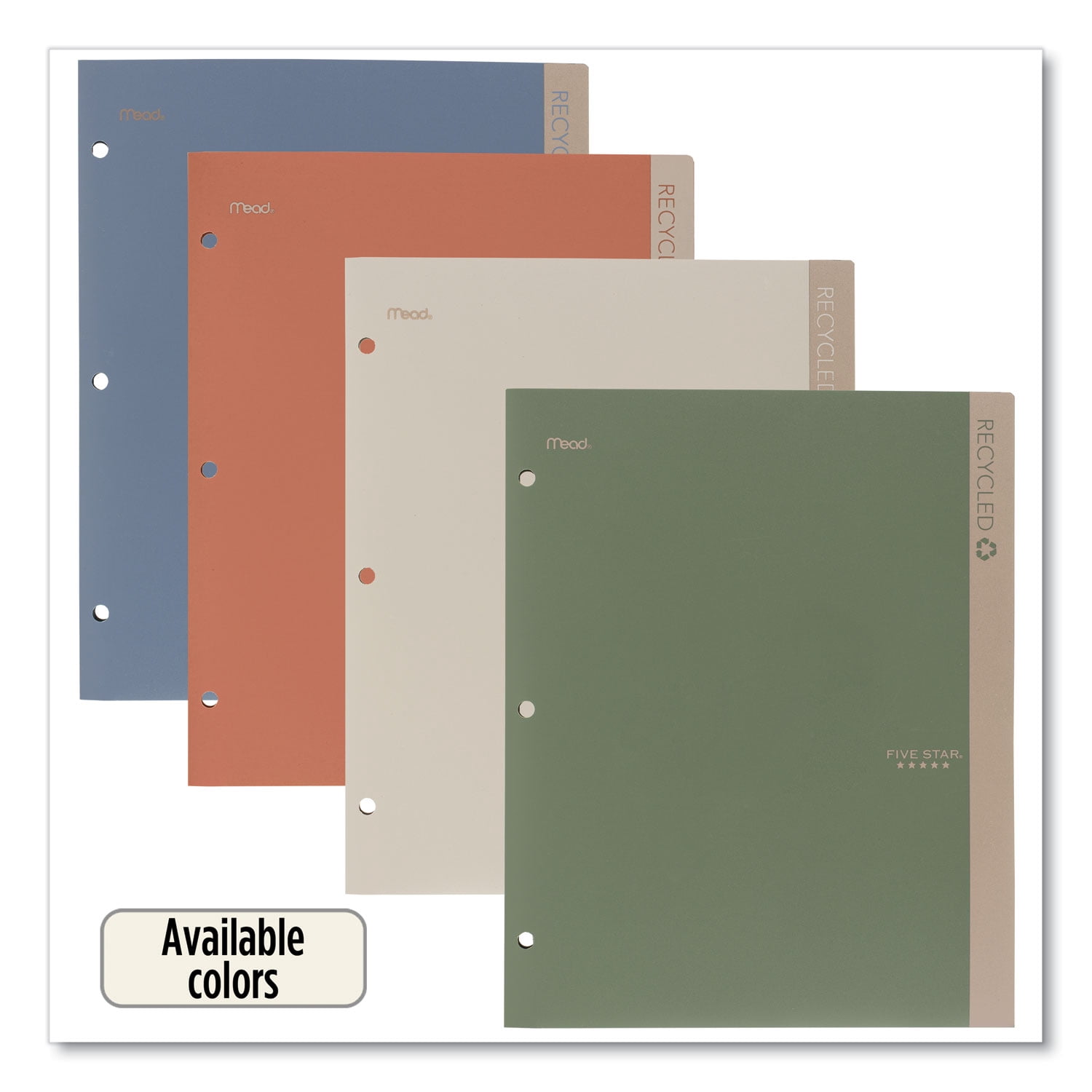 Recycled Plastic Two-Pocket Folder, 11" x 8.5", Randomly Assorted | Bundle of 5 Each