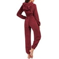 thumbnail image 3 of Aunavey Women One Piece Fleece Pajamas Jumpsuit Cartoon Bear Hooded Fuzzy Warm Sherpa Romper Sleepwear, 3 of 6