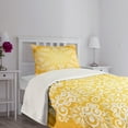 thumbnail image 3 of Ambesonne Yellow Quilted Bedspread Set 2 Pcs, Floral Snowflakes, Twin Size, Yellow and White, 3 of 5