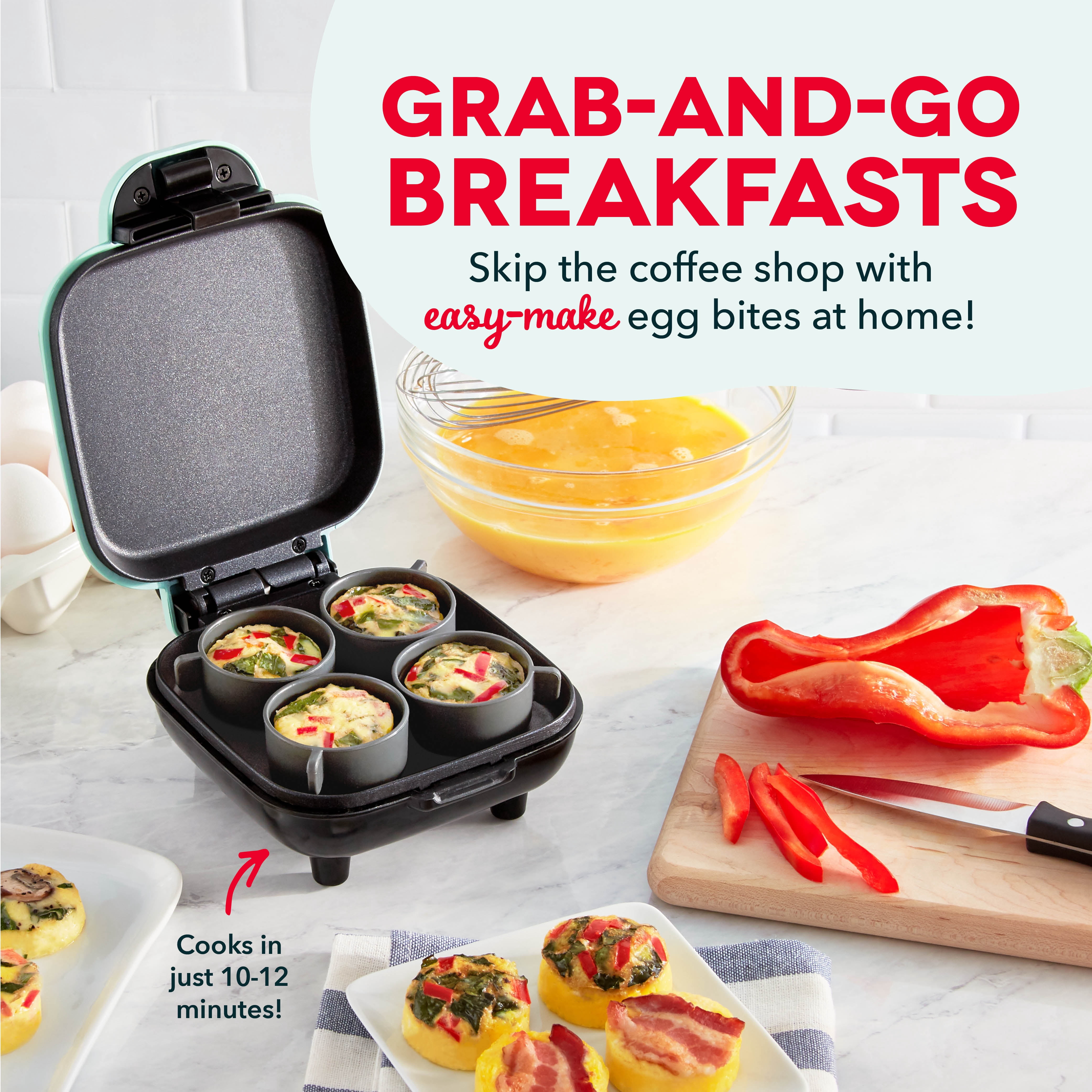 Dash Egg Bite Maker, Makes 4 Egg Bites, Aqua