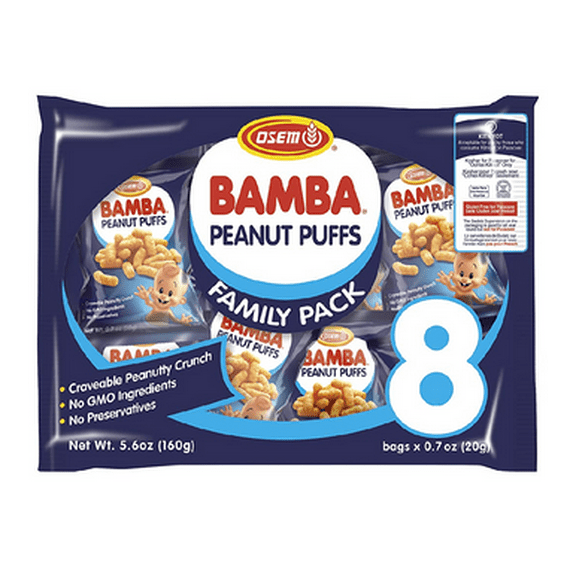 Osem Bamba Peanut Puffs, Kosher for Passover, Family Pack, 8 Count