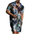 thumbnail image 2 of Up To 50% Off Summer Saving Clearance Axiiglly Hawaiian Shirt for Men Casual Button Short Sleeve Shirts Set Floral Printed Shorts Beach Tropical Matching Hawaiian Outfits, 2 of 9