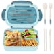 thumbnail image 1 of Fiambrera para adultos, fiambrera Bento para niños de 1200 ml con 3 compartimentos, fiambrera Bento a prueba de fugas con utensilios, verde, 1 of 5
