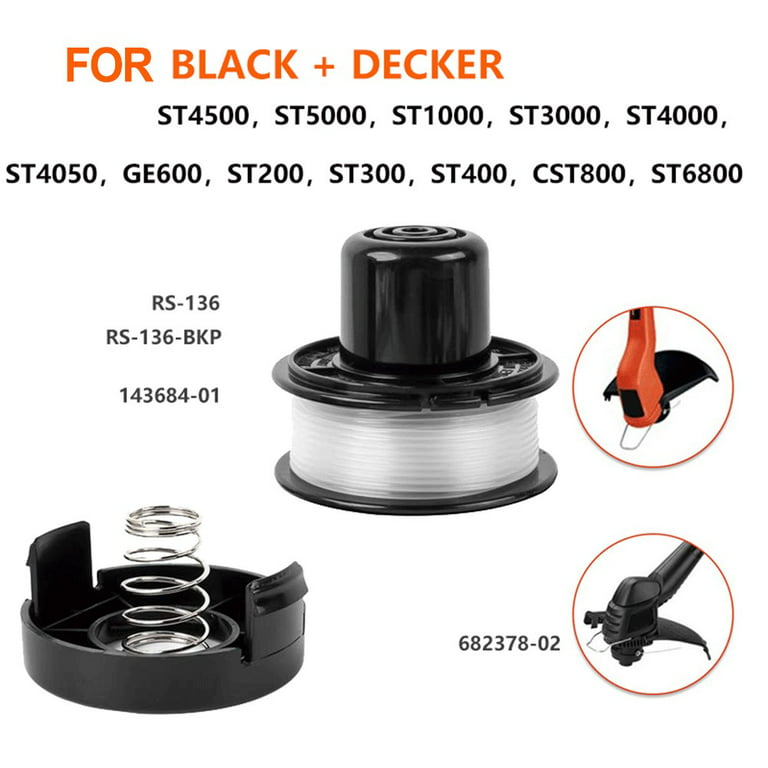 Rs-136 Eater Spools Compatible With Black And Decker St4500 St1000 St4000  Ge600 Cst800 St6800 String Trimmer Replacement Line Edger Refills Parts  Auto-feed (6-line Spool + 1 + 1 Spring) (8-line Spool + 2 + 2 Spring) -  Temu Italy