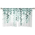 thumbnail image 3 of Teal Ombre Botanical Sheer Curtains 54 Inches Length 2 Panels Set, Window Sheer Curtains for Living Room/Bedroom, Watercolor Pastoral Leaf Light Filtering Rod Pocket Curtain 52'' x 54'' x 2, 3 of 7